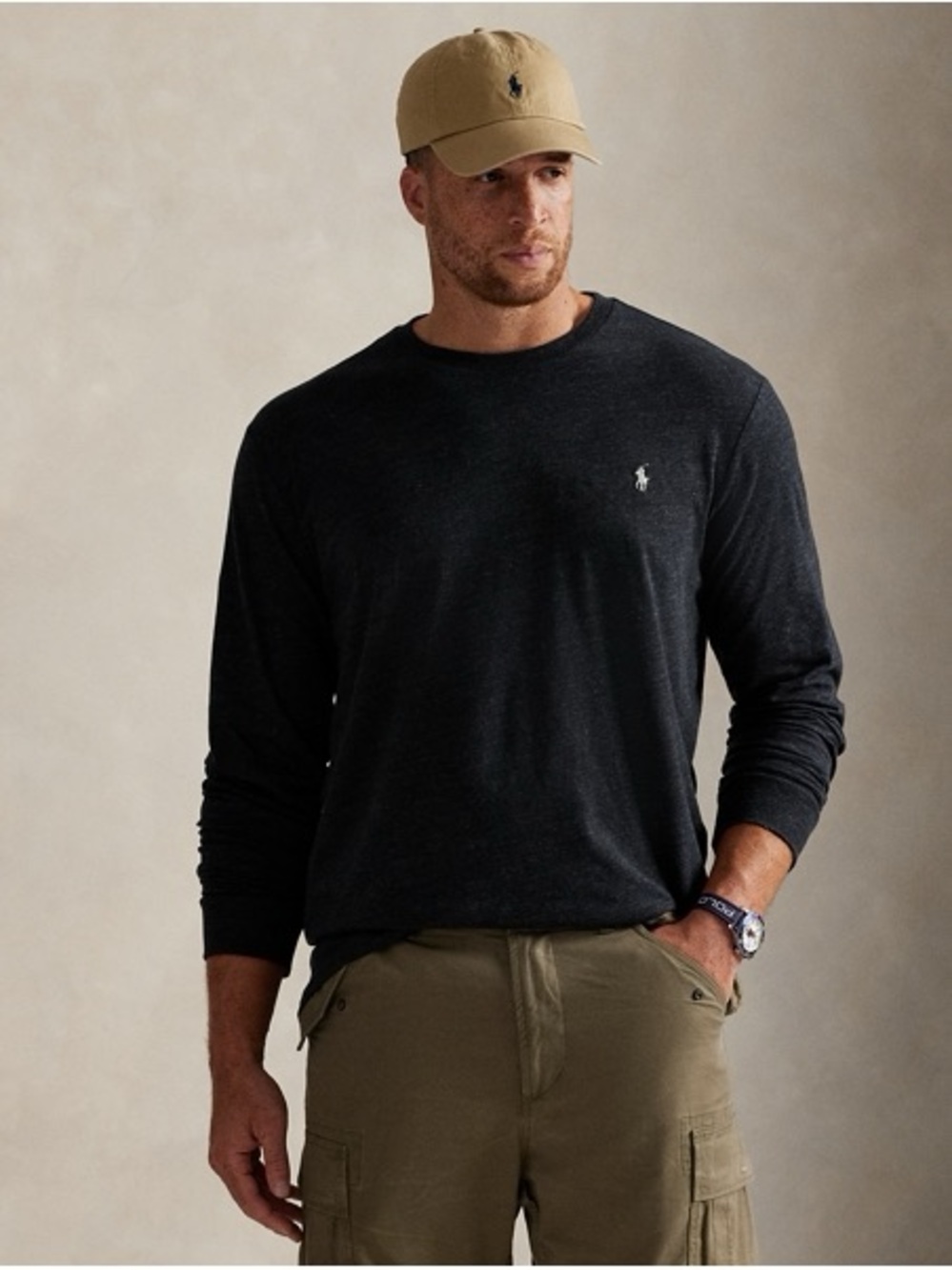 Polo by Ralph Lauren Men’s Long-Sleeve Crewneck Shirt - Heathered Black